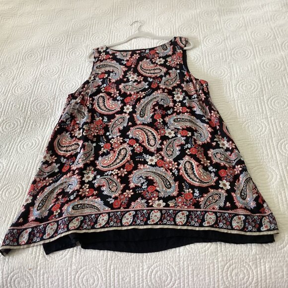J.Jill Womens XL Sleeveless Black & Red Paisley Pattern Top 100% Rayon - Picture 5 of 11